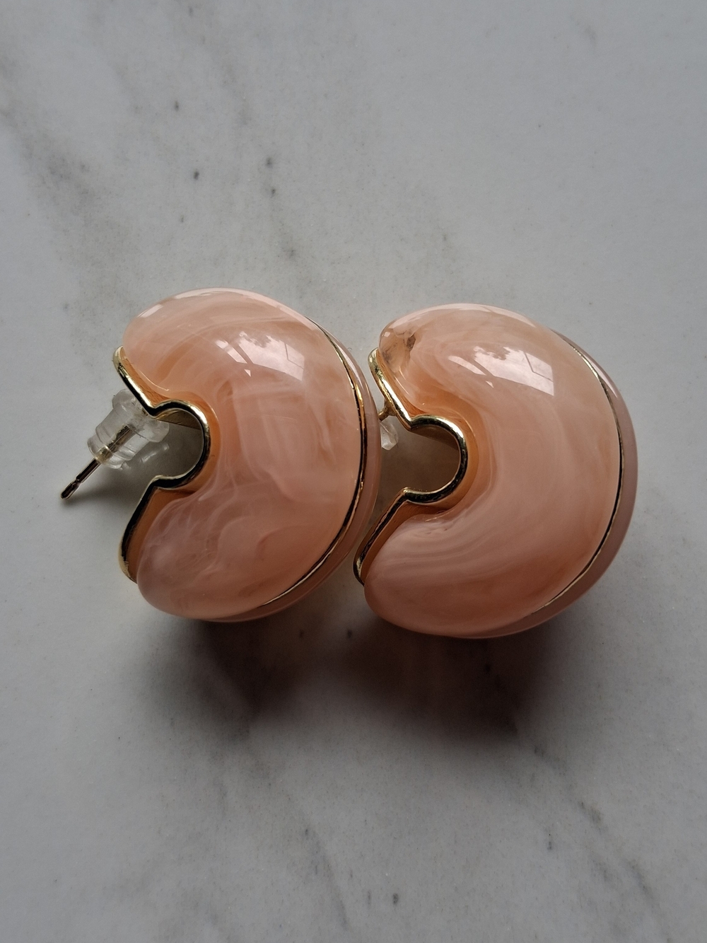 Peach Swirl Hoop Earrings - Unbranded
